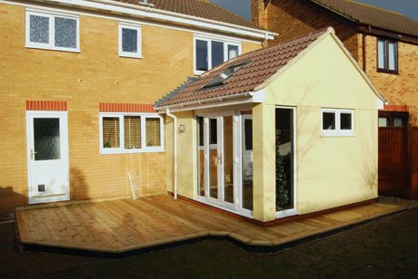 Home extension with apex glass roof